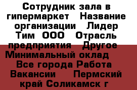 Сотрудник зала в гипермаркет › Название организации ­ Лидер Тим, ООО › Отрасль предприятия ­ Другое › Минимальный оклад ­ 1 - Все города Работа » Вакансии   . Пермский край,Соликамск г.